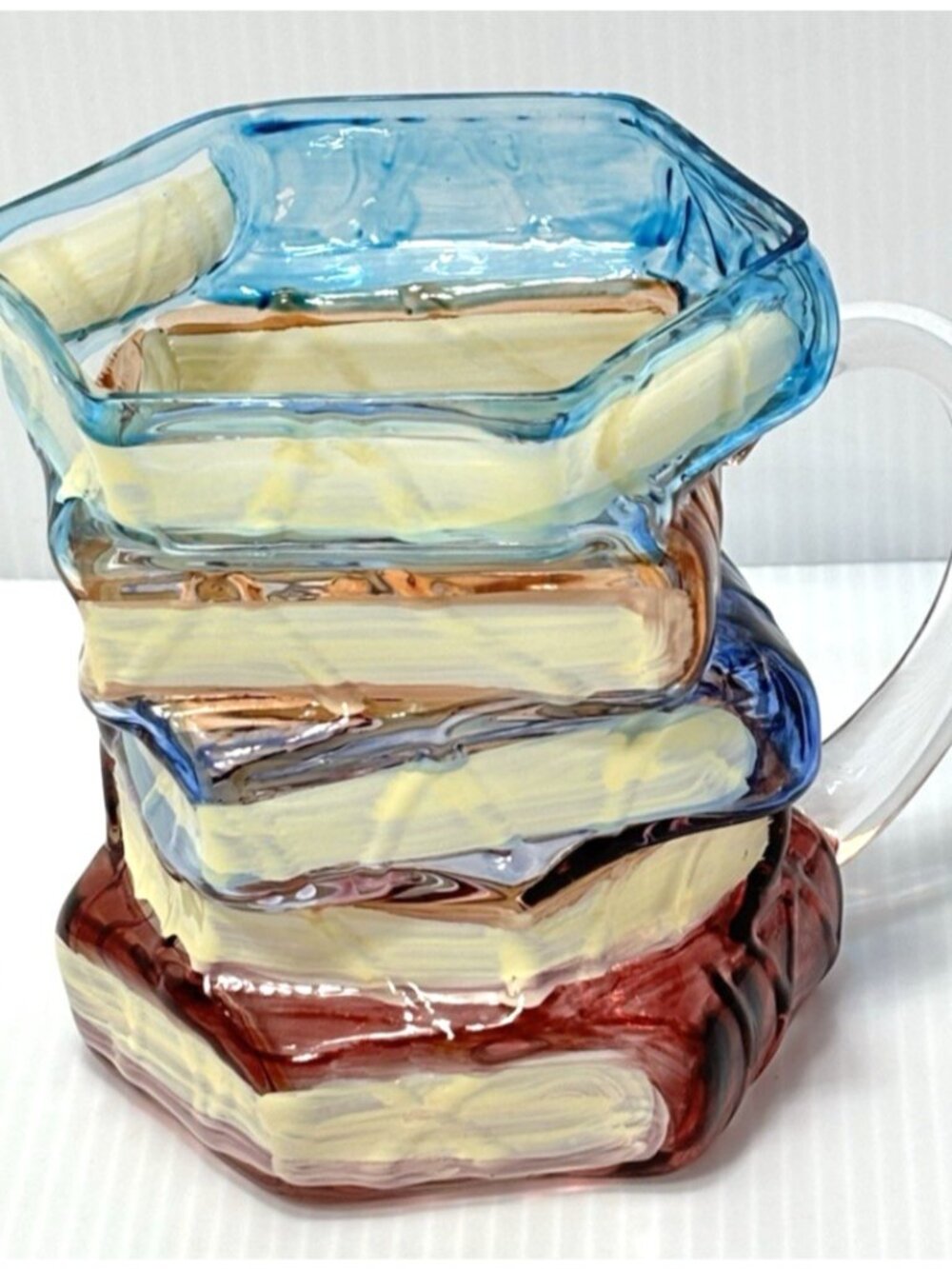 3D Stacked Books Mug Painted Ceramic Coffee Cup Library Reader Gift Novel GUC